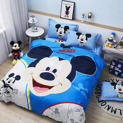 Disney's Mickey Mouse Blue 100% Cotton Twin Full Queen Comforter Set • $224.78