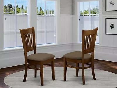 Set Of 2 Vancouver Kitchen Dining Chairs W/ Fabric Upholstered Seat In Espresso • $160