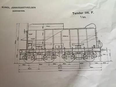 Swedish Railway Schematic Technical Drawing Of 1916 Tender • £5