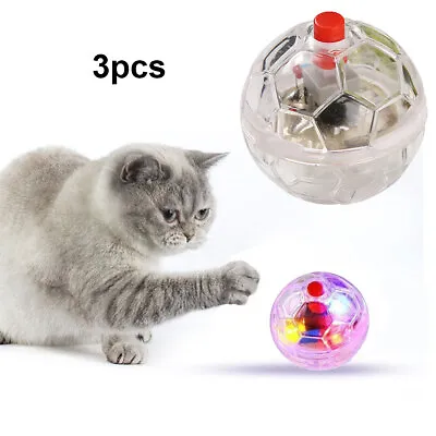 3pcs Motion Light Up Balls LED Toy Equipment Flashing Small Pet Hunting Ghost • £6.19