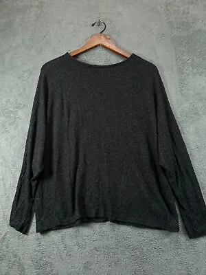 H&M Dolman Top Shirt Womens Large Gray Ribbed Blouse 3/4 Sleeve Casual Ladies • $12.59