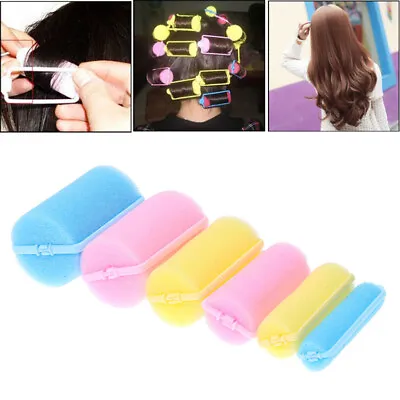 6-12 Pcs Hair Rollers Curlers Cushion DIY Hairdressing Kit Soft Foam Sponge • $7.36