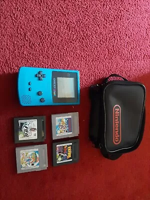 Nintendo Gameboy Color Handheld Console Turquoise/Teal Inc 4 Games & Carry Case • £50