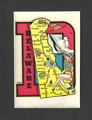 Vintage State Of Delaware Travel Decal  Water Transfer • $8.95