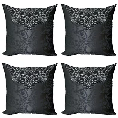 Dark Grey Pillow Cushion Set Of 4 Vintage Damask • £20.99