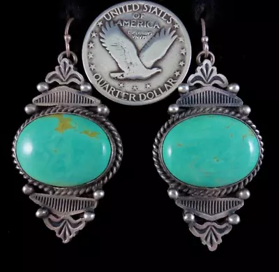 Vintage Navajo Earrings - Sterling Silver And Turquoise • $226.50