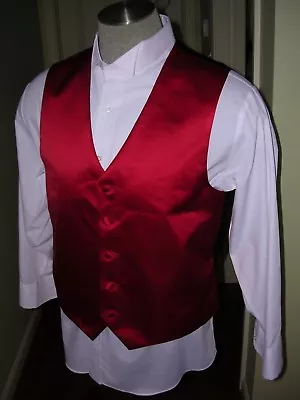 #286 Joseph & Feiss True Red Satin ~Steampunk Victorian Dickens Waistcoat Vest M • $24