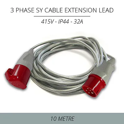 10m 32a 400v 3 Phase Ip44 5 Pin Sy Cable Extension Lead For Machinery & Tools • £86.65