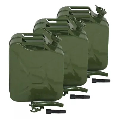 3X Army Green 20L 5 Gallon Gas Fuel Can Metal Steel Tank • $86