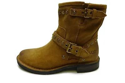 UGG Australia Fabrizia Women's Boots Leather Studs Booties Chestnut Ankle Boot 6 • $249.50