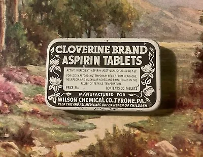 Rare 1940s Vintage Cloverine Aspirin Tin Tyrone PA • $13.99