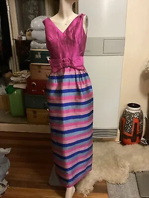 Genuine Vintage 70’s Straight Line Evening Dress Maxi Gown ?raw Silk • $88