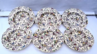 Lot Of 6 Johnson Brothers England Victorian Chintz Rose Soup Plates Bowls • $30