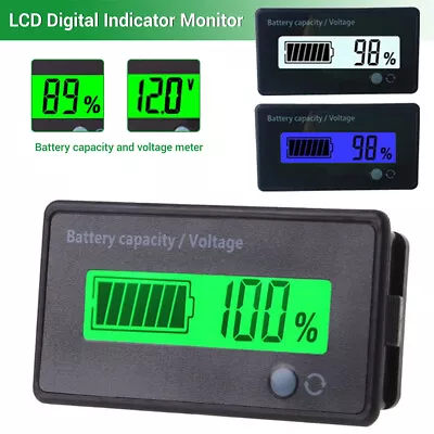 Battery Capacity LCD Digital Indicator Monitor Volt Meter Gauge 12V 24V 36V 48V • $8.82