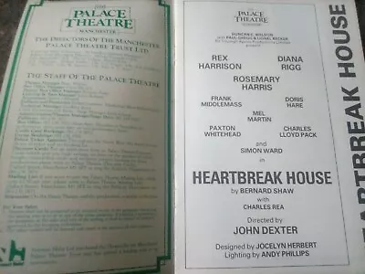 THE PALACE THEATRE MANCHESTER-HEARTBREAK HOUSE-REX HARRISON AND DIANA RIGG 1980s • £4