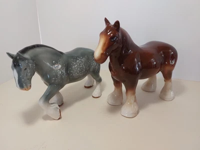 £12 • Buy TWO Ceramic Shire Horses. 1x SYLVAC And 1x Unbranded