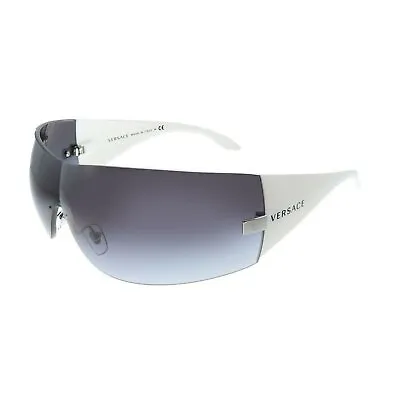 Versace VE 2054 10008G Silver Plastic Shield Sunglasses Grey Gradient Lens • $99.99