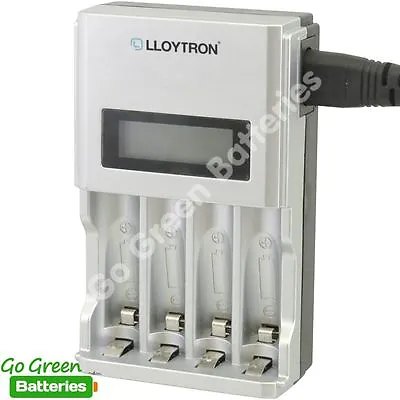 Lloytron Fast 1 Hour Battery Charger For NiMH AA AAA Size Batteries B1504 Silver • £13.99