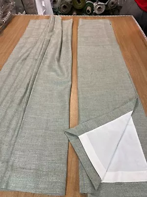 Beautiful Static Caravan Green Linen Lined Curtains 44  Wide X 52.5  Drop • £54.99