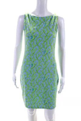 Manuel Canovas Women's Graphic Print Sleeveless Bodycon Dress Blue Size 8 • $64.65