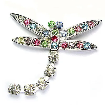 £39.50 • Buy RAINBOW DRAGONFLY Made With Swarovski Crystal Insect Pin Brooch Jewelry Xmas New