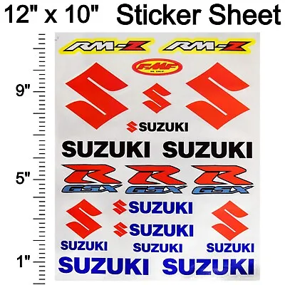 Suzuki GSXR RMZ Stickers Decal Sheet │19pc 12 X10  MX ATV Motorcycle Dirt Bike • $9.95