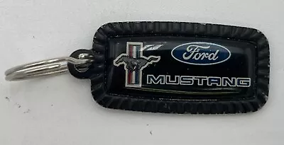 VINTAGE METAL FORD MUSTANG KEYCHAIN Key Ring Ford Blue Red Stripes Horse • $15