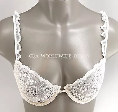 Victoria's Secret Designer Collection Ivory Lace Very Sexy Unlined Demi Bra • $11.97