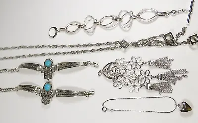 Gorgeous Vintage Necklace Bracelet Pendant Lot Silver Tone C4709 • $14.17