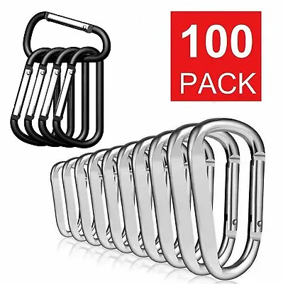 Lot 50/100 Pcs D Shape Aluminum Carabiner Spring Belt Clip Key Chain • $15.59