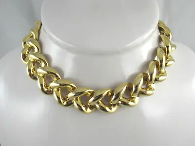 Signed Maxine Denker Vintage Gold Tone Link Chain Necklace 16.5  • $39