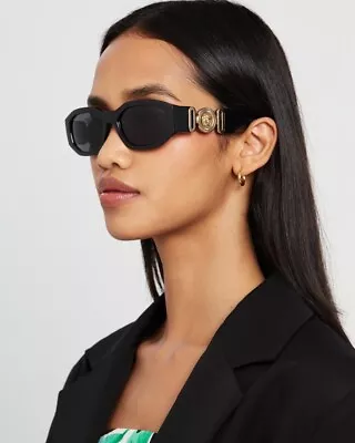 Versace VE4361 Biggie Sunglasses High Bridge Fit Transparent Black/Dark Grey • $209