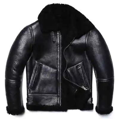 Style Black Sheep Jacket Fur Sheepskin Male Warm Coats Flight Jacket • $554.30