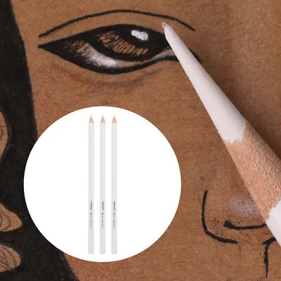  3 Pcs Carbon Pencil Color Charcoal Pencils Drawing White Shading Wooden Strip • £7.25