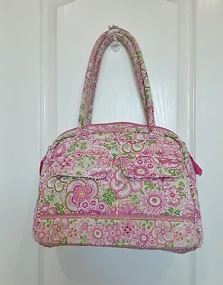 Vera Bradley Floral Petal Pink & Green Bowler Handbag Purse W/pockets • $19.99