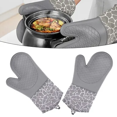 2X Silicone Oven Gloves Aterproof Heat Resistant Non-Slip Mitt Cooking BBQ Multi • $17.29