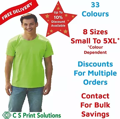 £5.37 • Buy T Shirt Unisex Mens Womens Value Tee Small To 5XL,33 Colours Short Sleeves