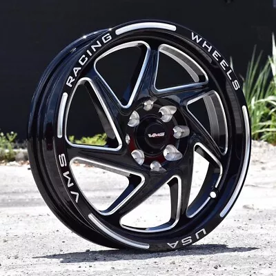 Set Of 2 VMS Racing Typhoon Black Milled Drag Rim Wheel 15X3.5 4X100 4X114 +10 • $395.15