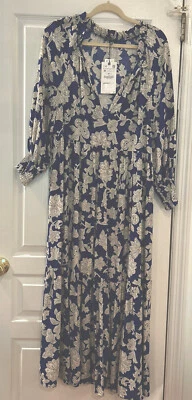 $39 • Buy ZARA MIDI Dress, NWT, Blue Floral Hard To Find, Sz M