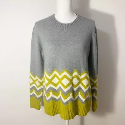 J. Crew Fair Isle Sweater Size XS Gray Wool Blend Soft Geometric Pattern • $23.16