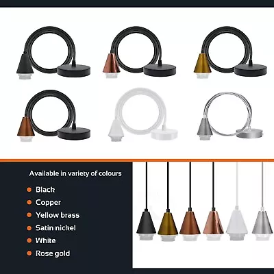 £8.89 • Buy E27 Vintage Light Fitting Ceiling Rose PVC Cable Pendant Lamp Holder Light Kit