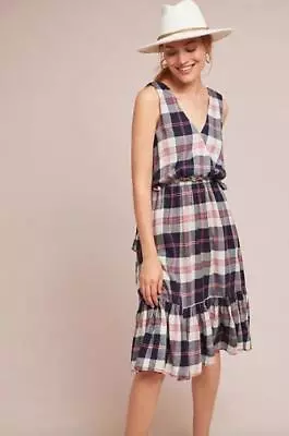 Anthropologie Isabella Sinclair Dickens Plaid Dress Sz S Multicolor New $168 Tag • $42.99