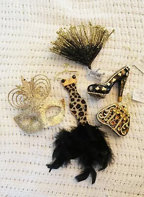 Fashion Ornaments Set Of 5 Glittered New Year’s Party Christmas Tree Décor  • $13.95