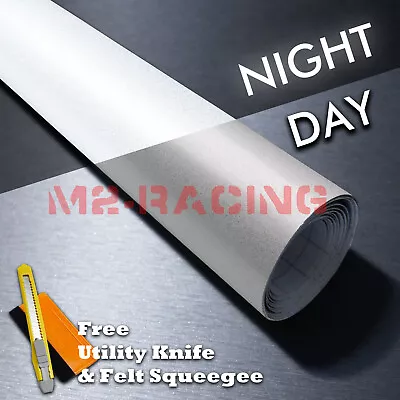 【Reflective】 White Car Vinyl Wrap Sticker Decal Graphic Sign Adhesive Sheet Film • $13.98