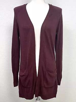 MOSSIMO Womens SMALL Merlot Modal Blend L/S Open Front CARDIGAN Sweater EUC • $21.99