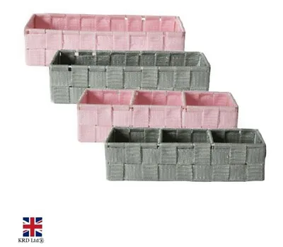 £7.44 • Buy 1 X Fabric Woven Storage Basket Home Bathroom Bedroom Toy Shelf Organisers Box