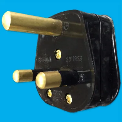 £3.99 • Buy 15A Black Round 3 Pin Mains Plug, BS546/A 15 Amp For Heavy Duty Theatre Lighting