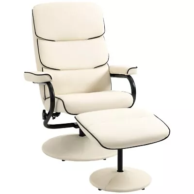 Faux Leather Recliner High Back Chair With Padded Ottoman Adjustable Backrest  • $170.55