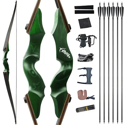 60  Archery Longbow 20-60lbs Limbs Takedown Recurve Bow Hunting Black Hunter • $144.14