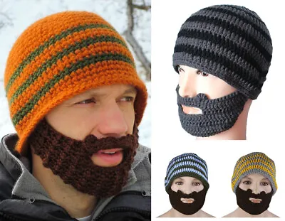 £6.99 • Buy Beanie Hat With Detachable Beard Novelty Beard Hat Face Mask Winter Ski Knit Hat